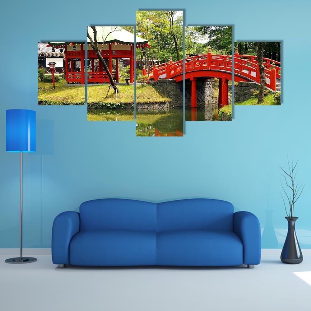 Pond In Village Of Samurais Japan Canvas Wall Art-5 Star-Gallery Wrap-62" x 32"-Tiaracle