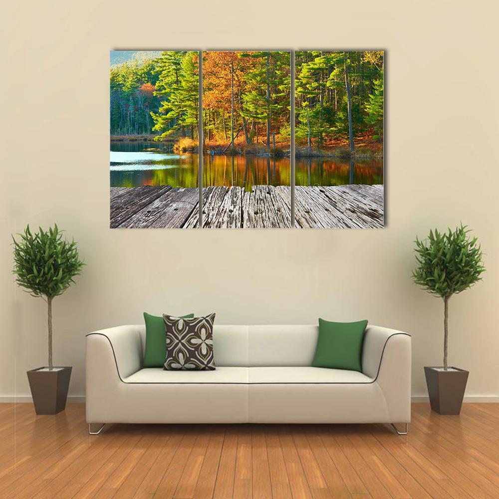 Pond In White Mountain Canvas Wall Art-3 Horizontal-Gallery Wrap-37" x 24"-Tiaracle