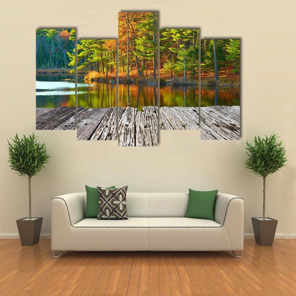 Pond In White Mountain Canvas Wall Art-5 Pop-Gallery Wrap-47" x 32"-Tiaracle