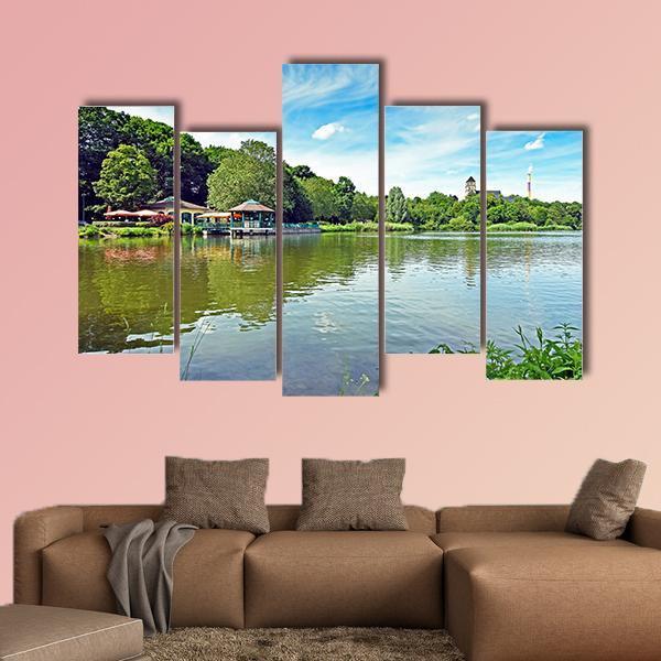 Pond Schlossteich In Chemnitz Germany Canvas Wall Art-5 Pop-Gallery Wrap-47" x 32"-Tiaracle