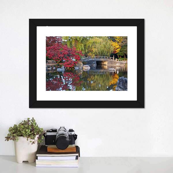 Pond &amp; Trees Japan Canvas Wall Art-1 Piece-Framed Print-20" x 16"-Tiaracle