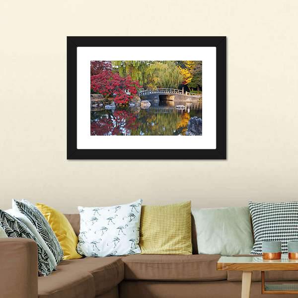 Pond &amp; Trees Japan Canvas Wall Art-3 Horizontal-Gallery Wrap-25" x 16"-Tiaracle