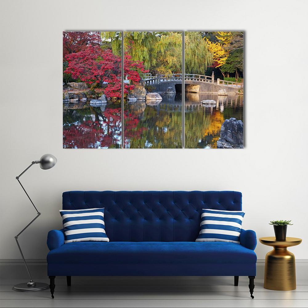 Pond &amp; Trees Japan Canvas Wall Art-3 Horizontal-Gallery Wrap-37" x 24"-Tiaracle