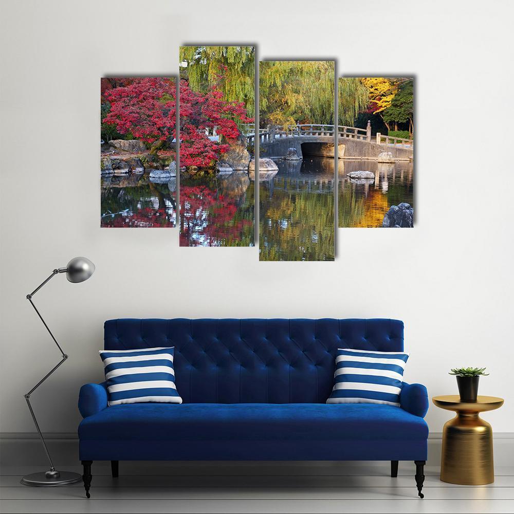 Pond &amp; Trees Japan Canvas Wall Art-4 Pop-Gallery Wrap-50" x 32"-Tiaracle
