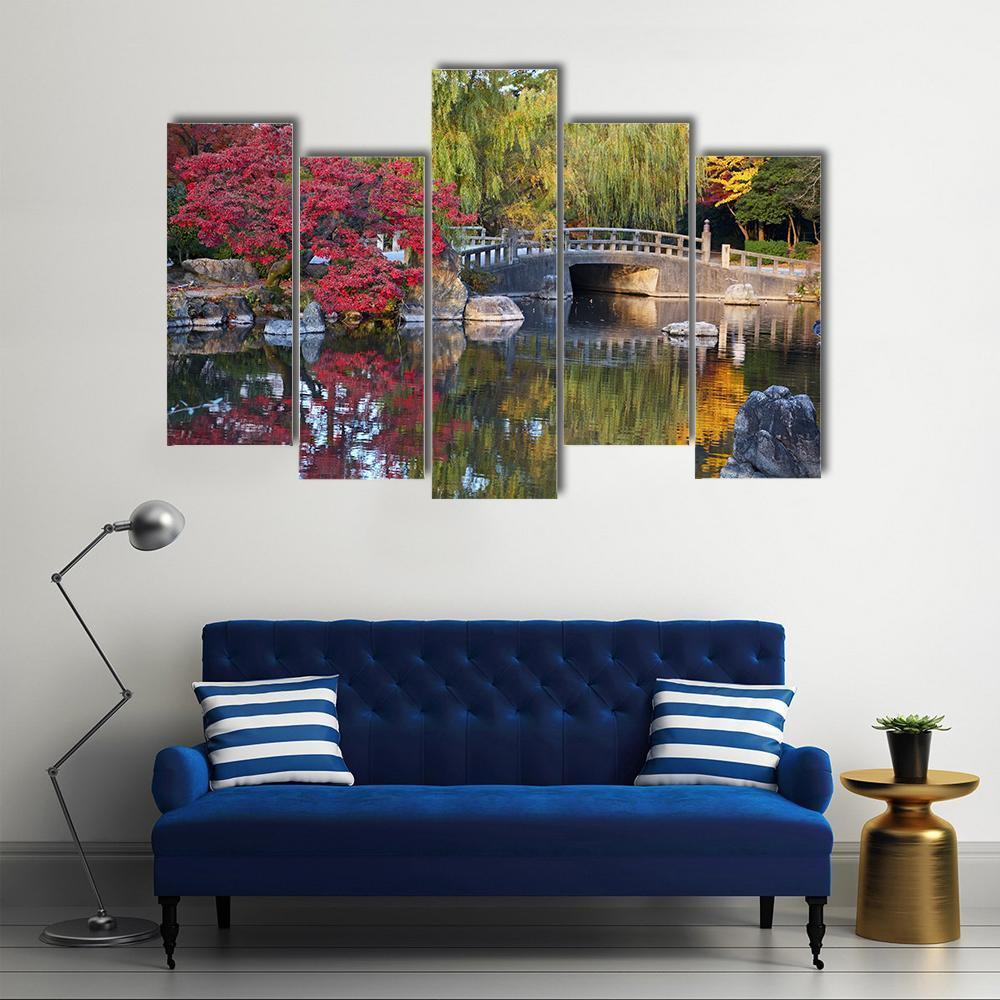 Pond &amp; Trees Japan Canvas Wall Art-5 Pop-Gallery Wrap-47" x 32"-Tiaracle