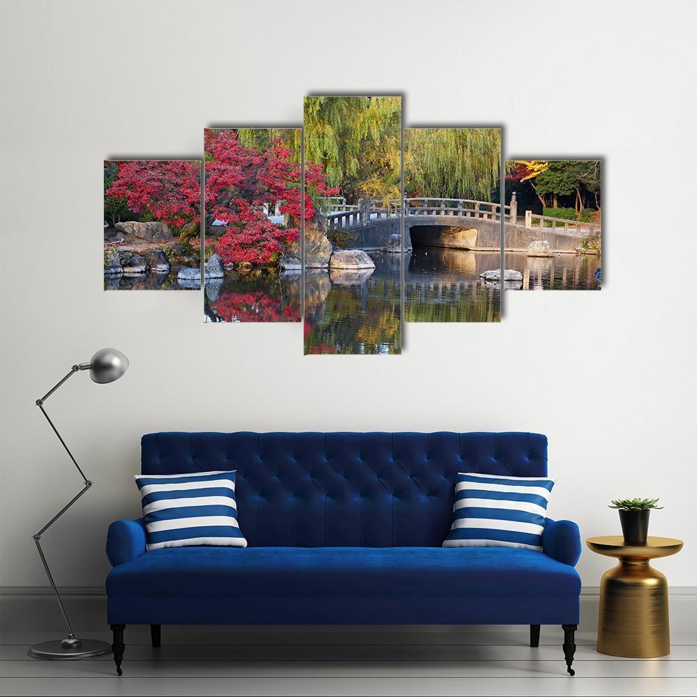 Pond &amp; Trees Japan Canvas Wall Art-5 Star-Gallery Wrap-62" x 32"-Tiaracle