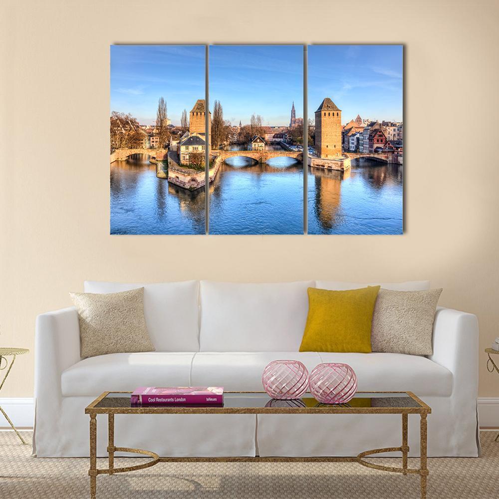 Ponts Couverts Strasbourg Canvas Wall Art-3 Horizontal-Gallery Wrap-37" x 24"-Tiaracle