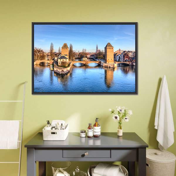 Ponts Couverts Strasbourg Canvas Wall Art-1 Piece-Floating Frame-24" x 16"-Tiaracle