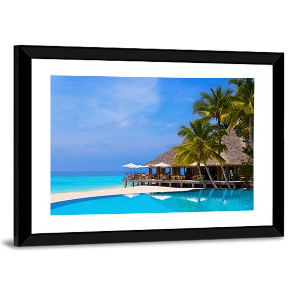 Pool On Tropical Beach Canvas Wall Art-3 Horizontal-Gallery Wrap-25" x 16"-Tiaracle