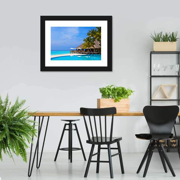 Pool On Tropical Beach Canvas Wall Art-3 Horizontal-Gallery Wrap-25" x 16"-Tiaracle