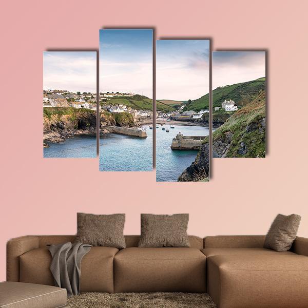 Port Isaac On The North Coast Of Cornwall Canvas Wall Art-4 Pop-Gallery Wrap-50" x 32"-Tiaracle