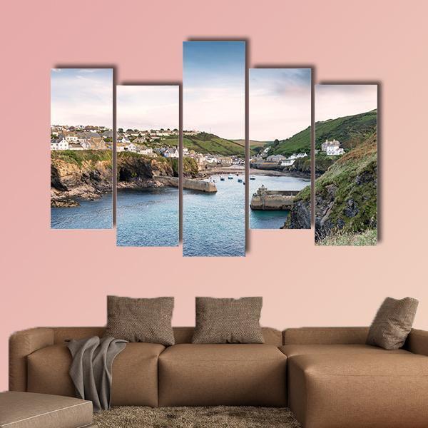 Port Isaac On The North Coast Of Cornwall Canvas Wall Art-5 Pop-Gallery Wrap-47" x 32"-Tiaracle