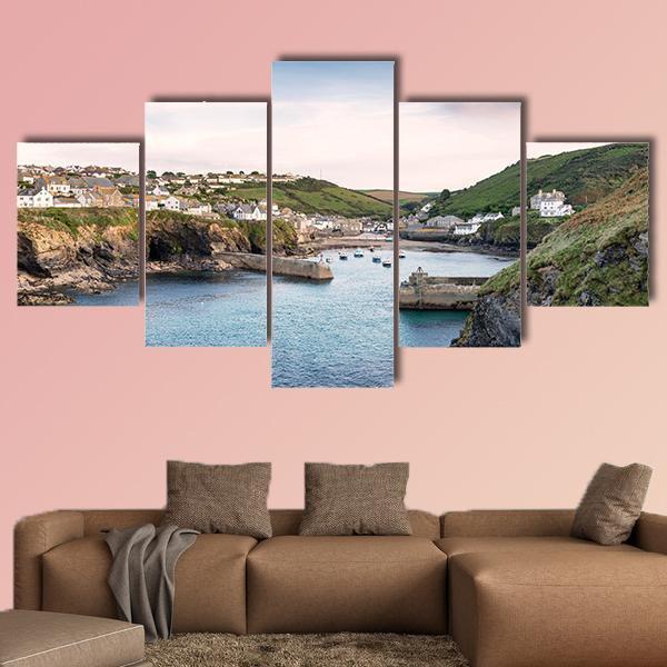 Port Isaac On The North Coast Of Cornwall Canvas Wall Art-5 Star-Gallery Wrap-62" x 32"-Tiaracle
