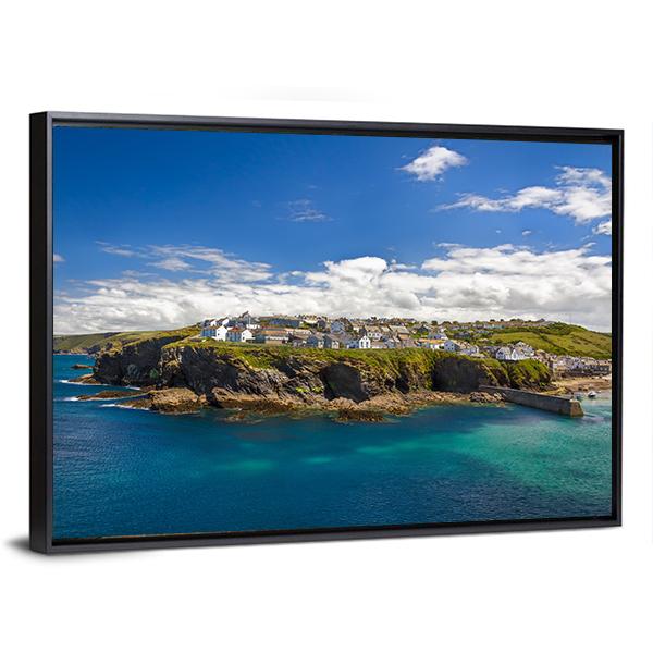 Port Isaac Village Canvas Wall Art-3 Horizontal-Gallery Wrap-25" x 16"-Tiaracle