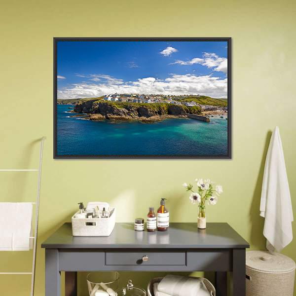 Port Isaac Village Canvas Wall Art-3 Horizontal-Gallery Wrap-25" x 16"-Tiaracle