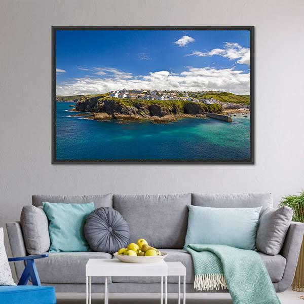 Port Isaac Village Canvas Wall Art-3 Horizontal-Gallery Wrap-25" x 16"-Tiaracle