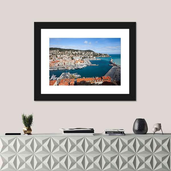 Port Lympia In City Of Nice With French Riviera Canvas Wall Art-1 Piece-Framed Print-20" x 16"-Tiaracle