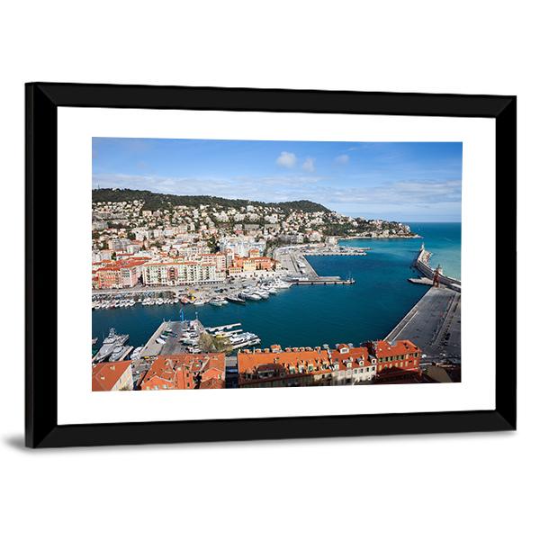 Port Lympia In City Of Nice With French Riviera Canvas Wall Art-3 Horizontal-Gallery Wrap-25" x 16"-Tiaracle