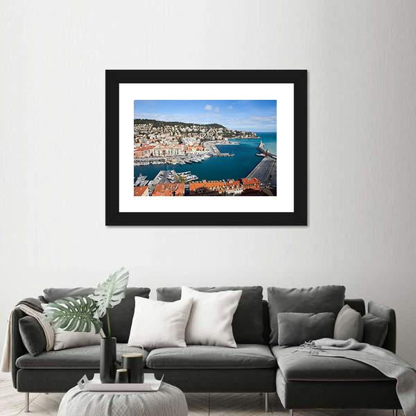 Port Lympia In City Of Nice With French Riviera Canvas Wall Art-3 Horizontal-Gallery Wrap-25" x 16"-Tiaracle