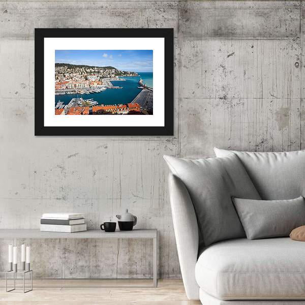Port Lympia In City Of Nice With French Riviera Canvas Wall Art-3 Horizontal-Gallery Wrap-25" x 16"-Tiaracle