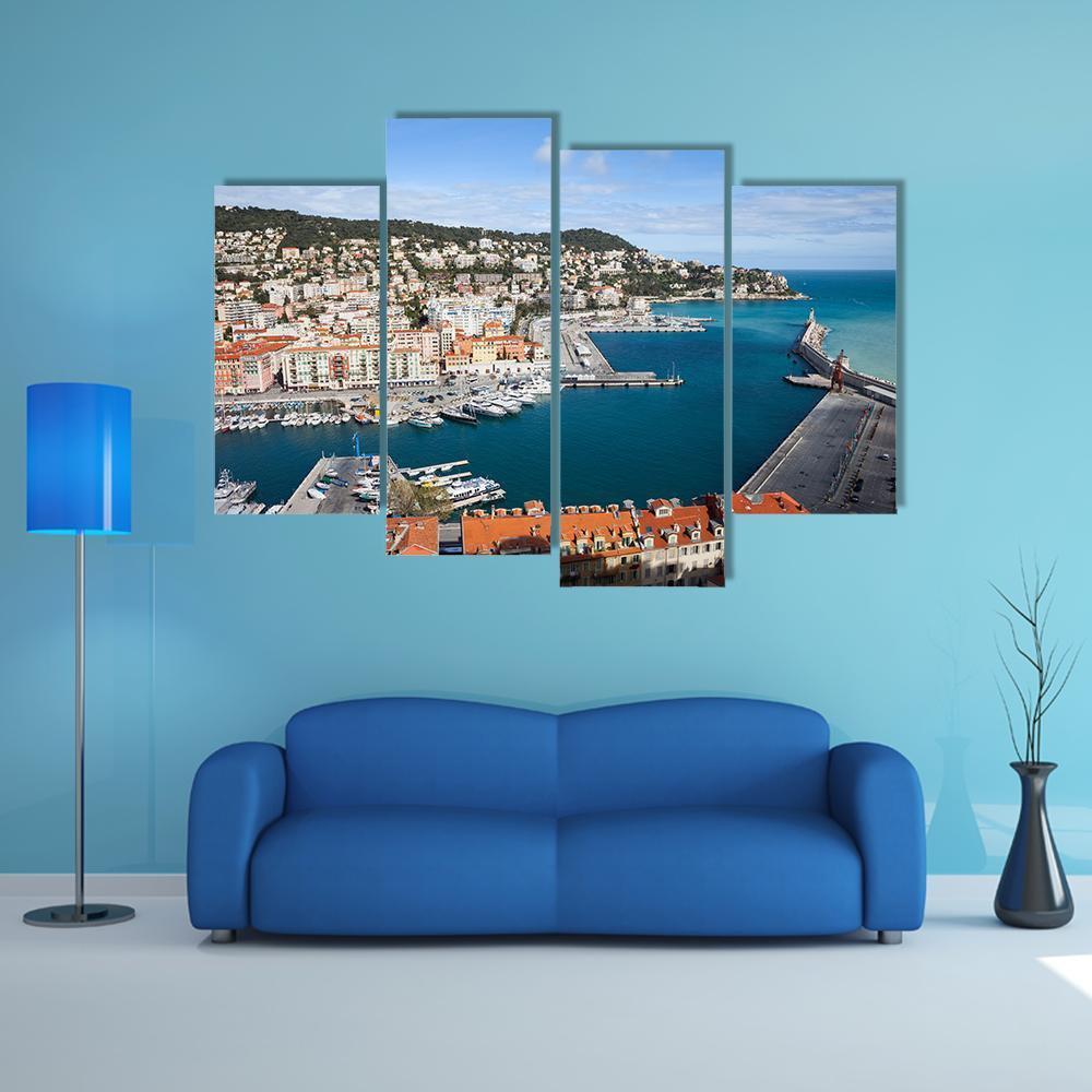 Port Lympia In City Of Nice With French Riviera Canvas Wall Art-4 Pop-Gallery Wrap-50" x 32"-Tiaracle