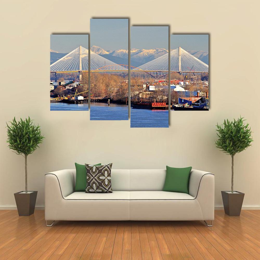 Port Mann Bridge Canvas Wall Art-4 Pop-Gallery Wrap-50" x 32"-Tiaracle