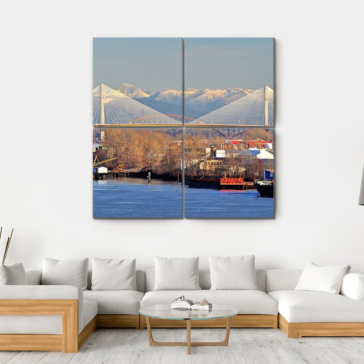 Port Mann Bridge Canvas Wall Art-4 Square-Gallery Wrap-17" x 17"-Tiaracle