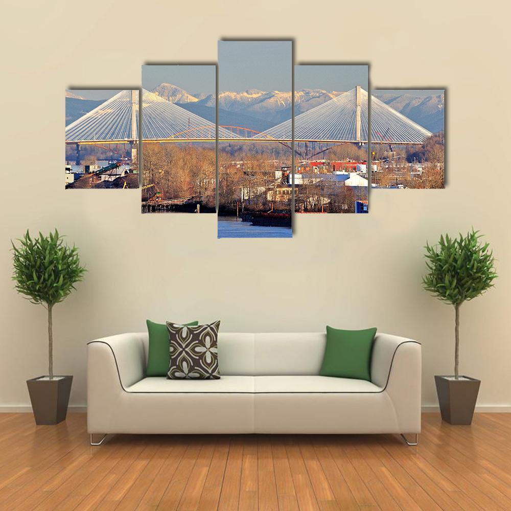 Port Mann Bridge Canvas Wall Art-5 Star-Gallery Wrap-62" x 32"-Tiaracle