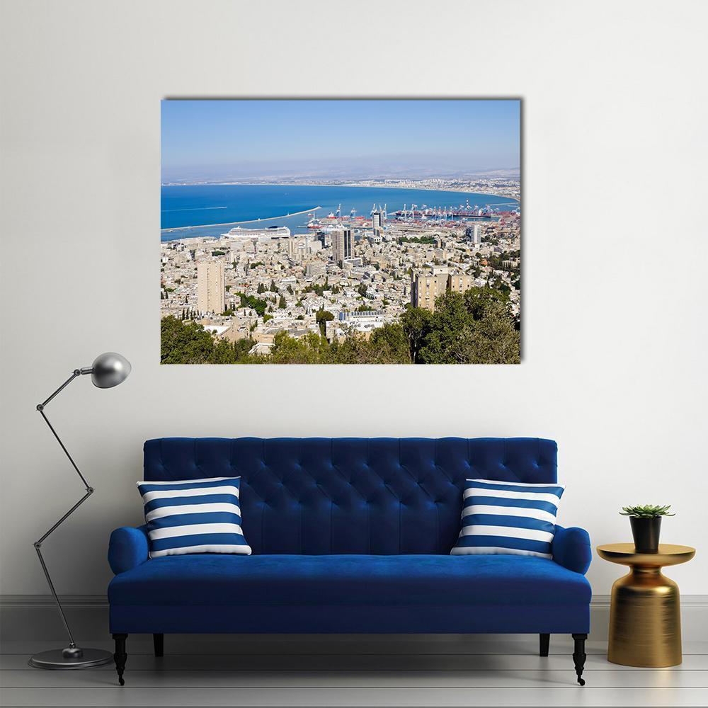 Port Of Haifa Israel Canvas Wall Art-1 Piece-Gallery Wrap-48" x 32"-Tiaracle