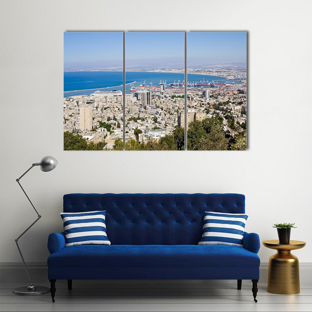 Port Of Haifa Israel Canvas Wall Art-3 Horizontal-Gallery Wrap-37" x 24"-Tiaracle