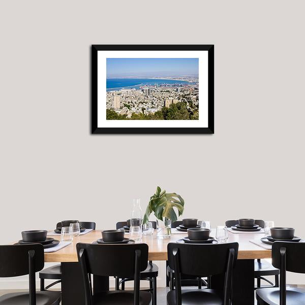 Port Of Haifa Israel Canvas Wall Art-1 Piece-Framed Print-20" x 16"-Tiaracle