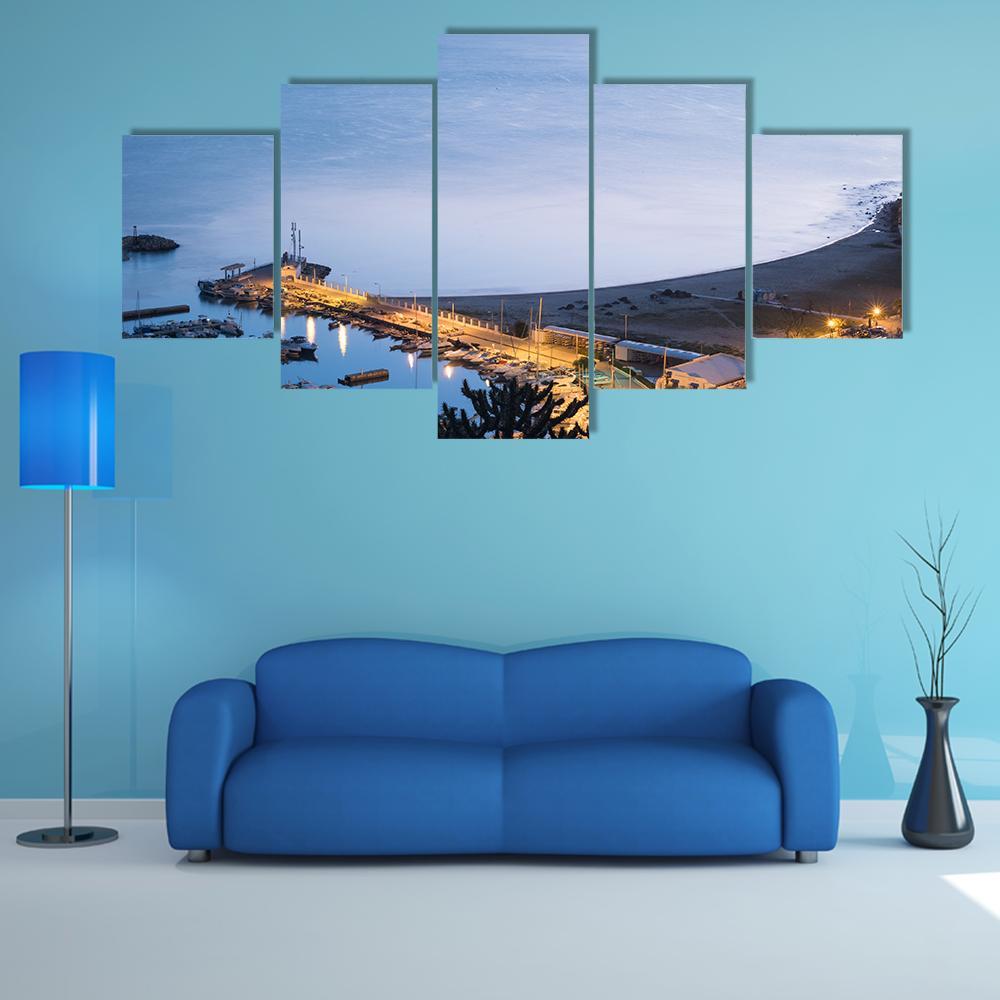 Port Of Sidi Bou Said Near Tunis Canvas Wall Art-5 Star-Gallery Wrap-62" x 32"-Tiaracle