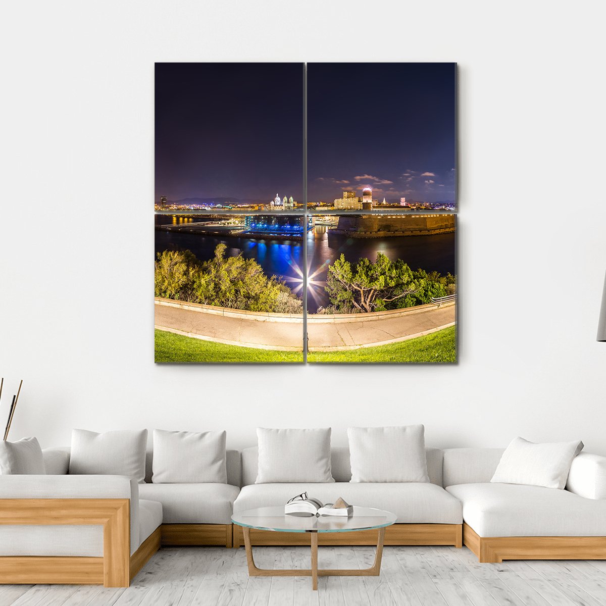 Port Of Vieux In Marseille France Canvas Wall Art-4 Square-Gallery Wrap-17" x 17"-Tiaracle