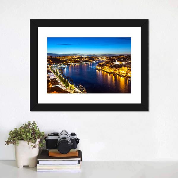 Porto City & Douro River Canvas Wall Art-3 Horizontal-Gallery Wrap-25" x 16"-Tiaracle
