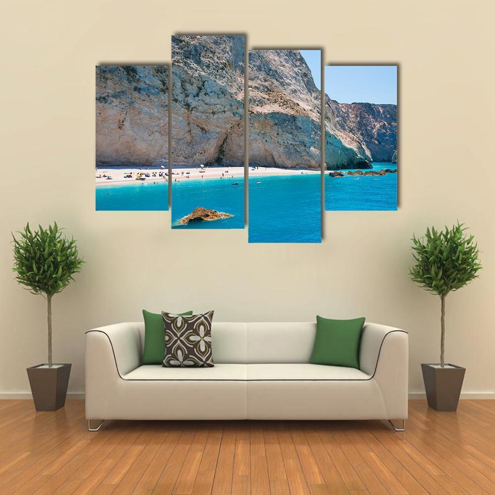 Porto Katsiki Beach Canvas Wall Art-4 Pop-Gallery Wrap-50" x 32"-Tiaracle
