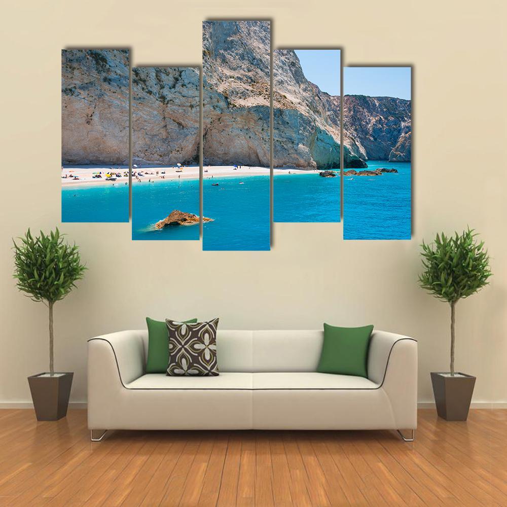 Porto Katsiki Beach Canvas Wall Art-5 Pop-Gallery Wrap-47" x 32"-Tiaracle
