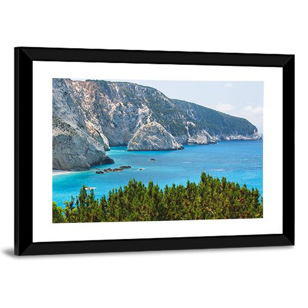 Porto Katsiki Coast On Lefkada Island Canvas Wall Art-3 Horizontal-Gallery Wrap-25" x 16"-Tiaracle