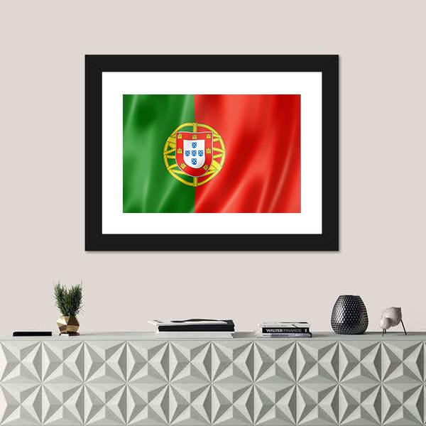 Portugal Flag Canvas Wall Art-1 Piece-Framed Print-20" x 16"-Tiaracle