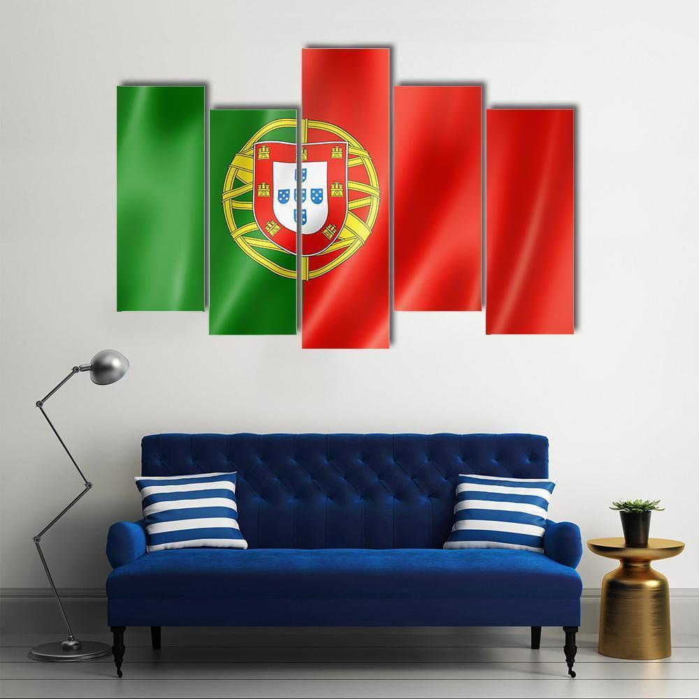 Portugal Flag Canvas Wall Art-4 Pop-Gallery Wrap-50" x 32"-Tiaracle
