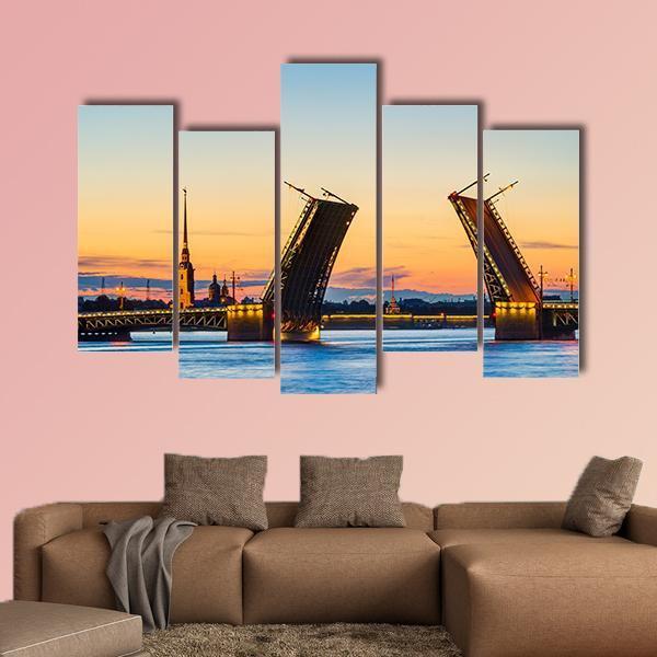 Postcard View Of Palace Bridge Canvas Wall Art-5 Pop-Gallery Wrap-47" x 32"-Tiaracle