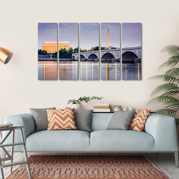 Potomac River With Lincoln Memorial Canvas Wall Art-5 Horizontal-Gallery Wrap-22" x 12"-Tiaracle