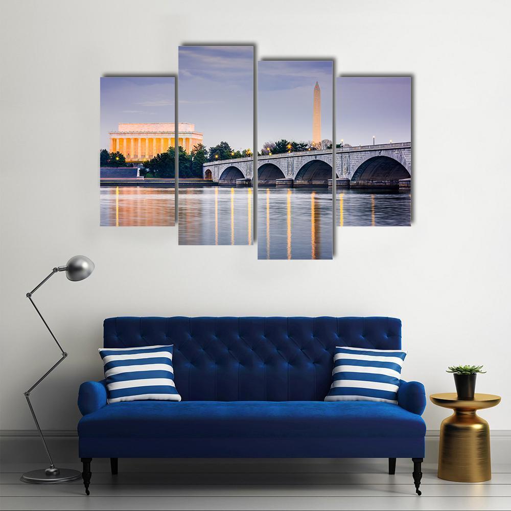 Potomac River With Lincoln Memorial Canvas Wall Art-4 Pop-Gallery Wrap-50" x 32"-Tiaracle