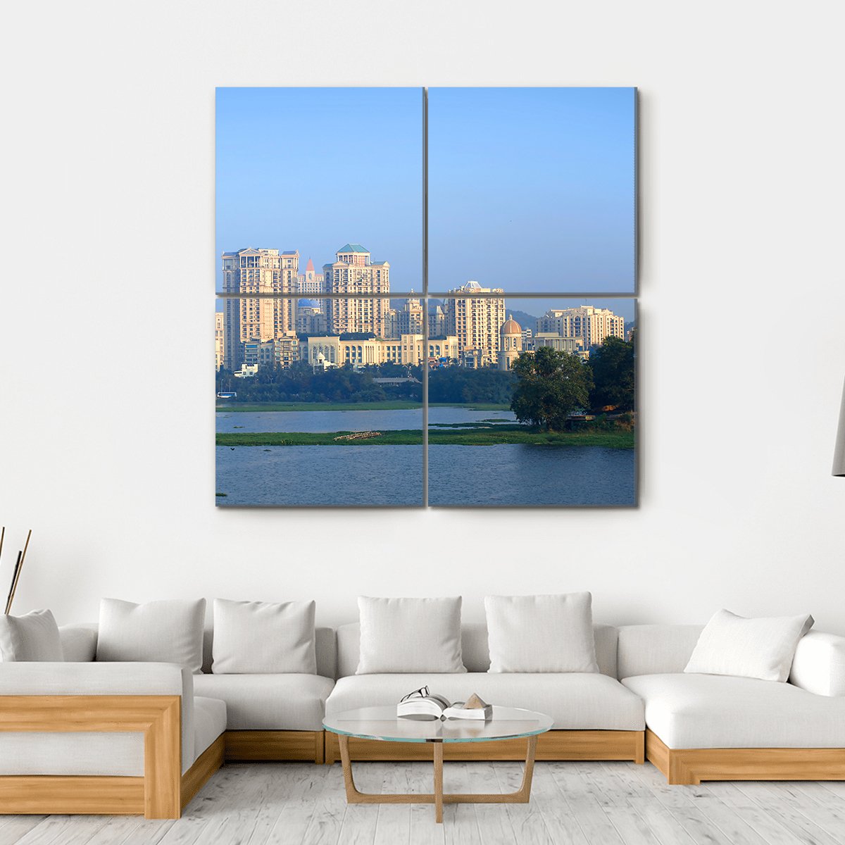 Powai Suburb In Mumbai Canvas Wall Art-4 Square-Gallery Wrap-17" x 17"-Tiaracle