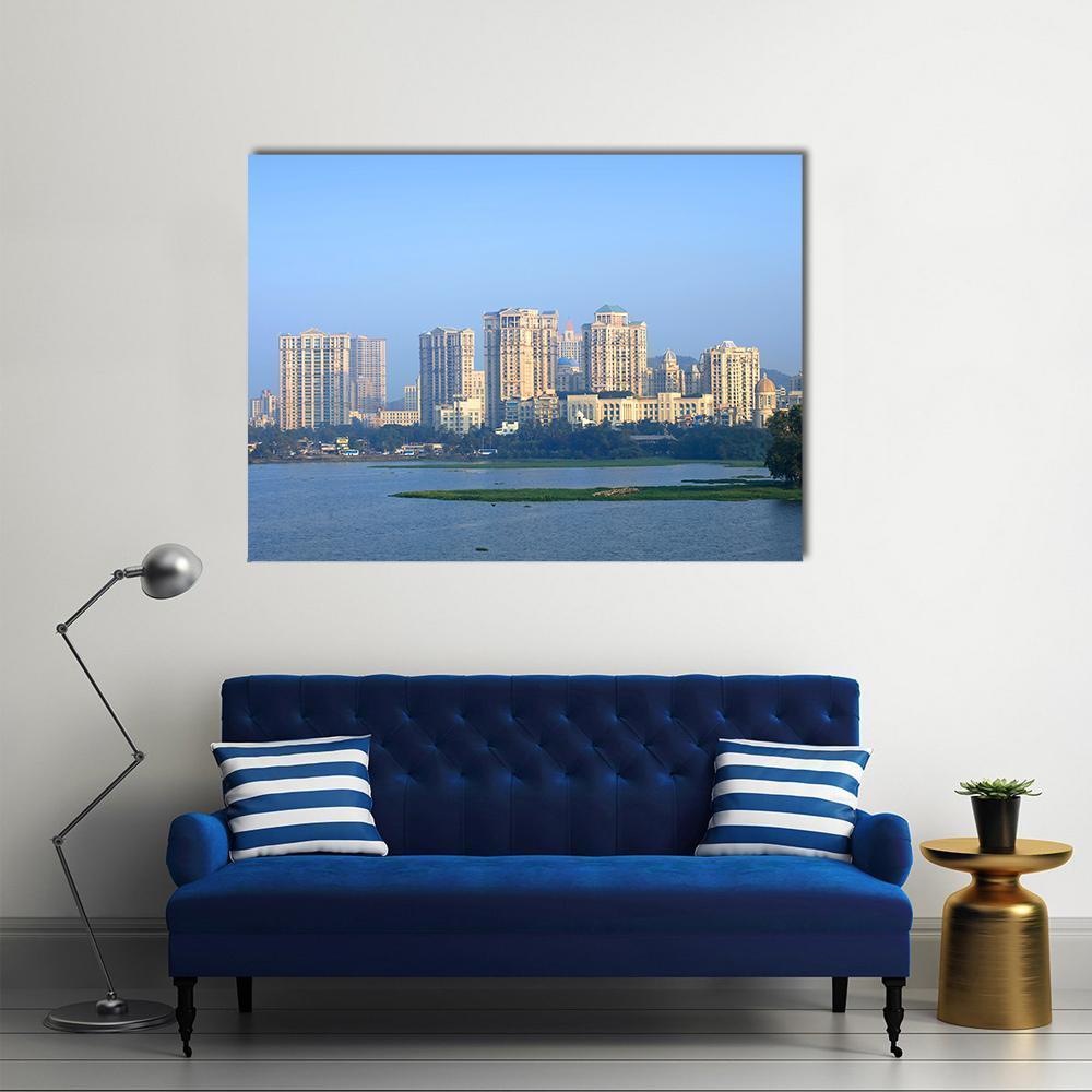 Powai Suburb In Mumbai Canvas Wall Art-1 Piece-Gallery Wrap-48" x 32"-Tiaracle