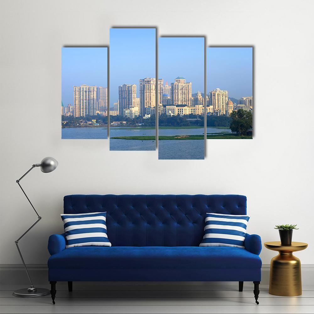 Powai Suburb In Mumbai Canvas Wall Art-4 Pop-Gallery Wrap-50" x 32"-Tiaracle