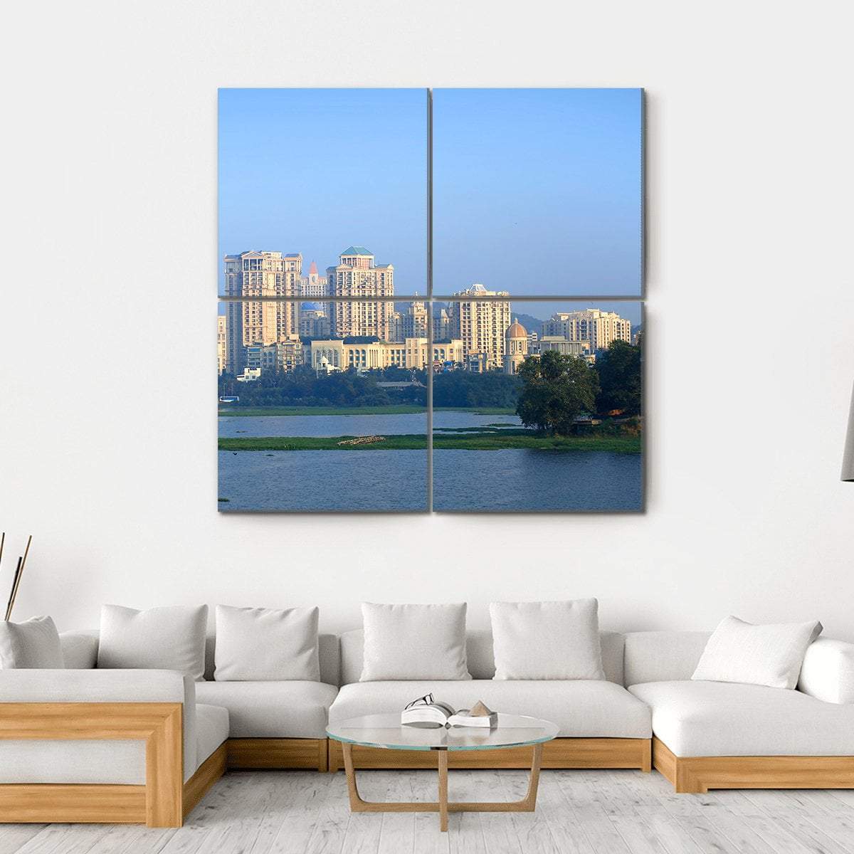 Powai Suburb In Mumbai Canvas Wall Art-4 Square-Gallery Wrap-17" x 17"-Tiaracle
