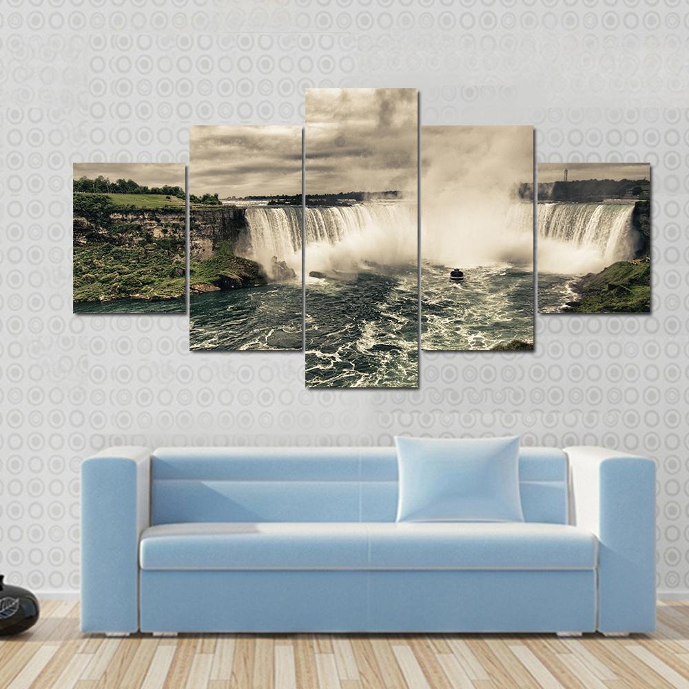 Power Of Niagara Waterfalls Canvas Wall Art-3 Horizontal-Gallery Wrap-37" x 24"-Tiaracle