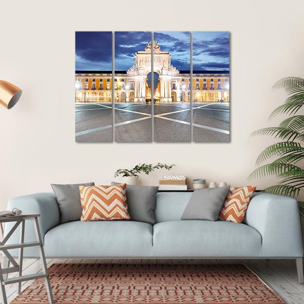 Praca do Comercio In Lisbon Canvas Wall Art-4 Horizontal-Gallery Wrap-34" x 24"-Tiaracle
