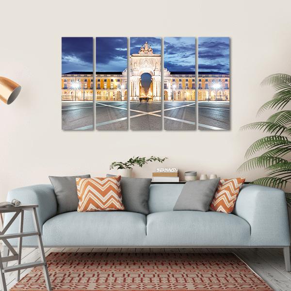 Praca do Comercio In Lisbon Canvas Wall Art-5 Horizontal-Gallery Wrap-22" x 12"-Tiaracle