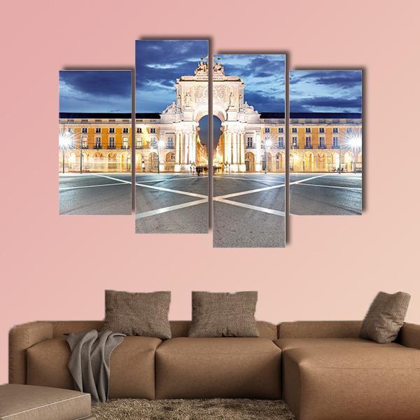 Praca do Comercio In Lisbon Canvas Wall Art-4 Pop-Gallery Wrap-50" x 32"-Tiaracle